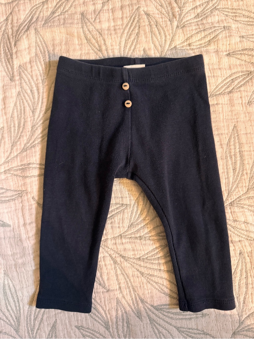 Zara Baby Ribbed Cotton Leggings 12–18M | Black Minimalist Stretch Pants